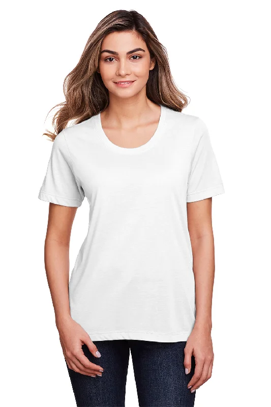 Core 365 Womens Fusion ChromaSoft Performance Moisture Wicking Short Sleeve Scoop Neck T-Shirt - White