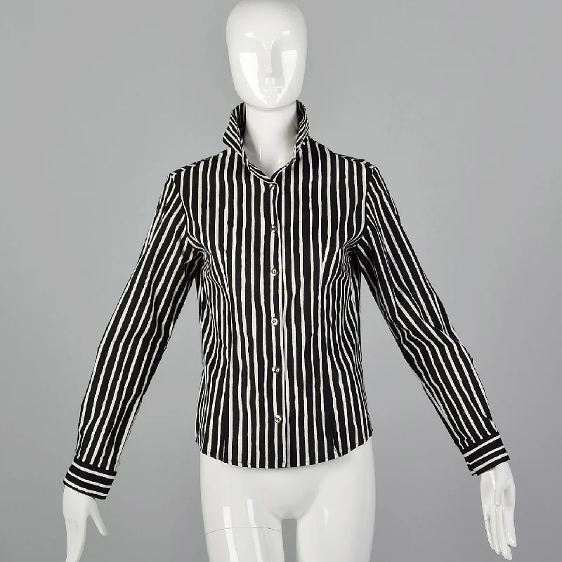 2000s Marimekko Black and White Striped Shirt