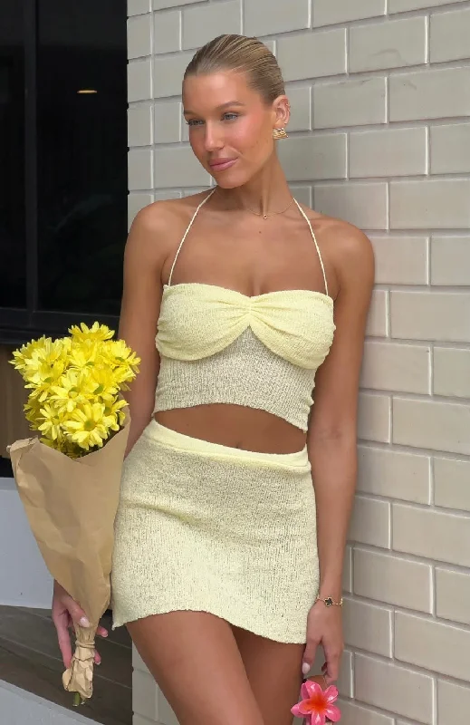 Too Busy To Care Halter Top Lemon